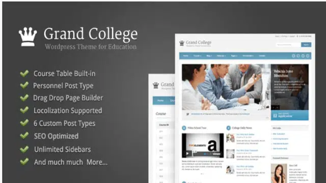 Grand College WordPress Theme – For Education website. This wordpress education theme list review by best review ever