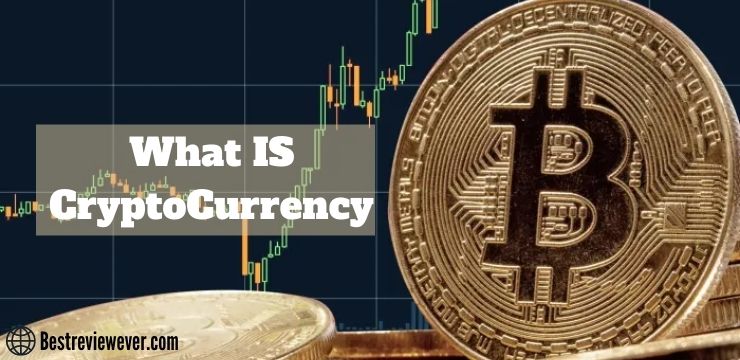 what is all about cryptocurrency by bestreviewever.com the picture of black background and white crypto title and bitcoin logo this is blog article picture
